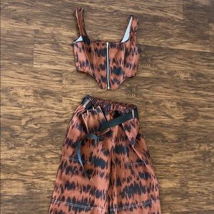 2 Piece Missguided Brown Tie Dye Corset Top & B